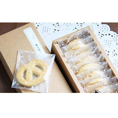 100 unids/Set Bolsa de Embalaje de Regalo Embalaje de Galletas de plástico Suministros para Hornear Pan Punto Blanco Paquete de Galletas de Caramelo Fiesta Boda decoración-5x5cm