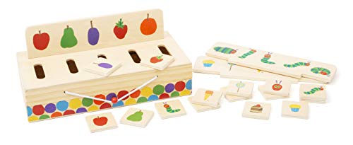 11342 La Oruga Glotona caja de clasificación de imágenes, small foot, de madera, juego de coordinación para los viajes. , color/modelo surtido