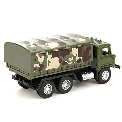 1:43 Escala Modelo de vehículo de transporte militar Aleación Coche Figura de acción Camión militar Tire hacia atrás Modelo de coche Juguete Simulación Manualidades Miniatura Decoración (camión)