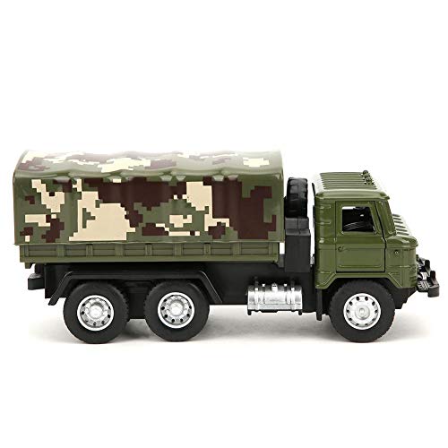 1:43 Escala Modelo de vehículo de transporte militar Aleación Coche Figura de acción Camión militar Tire hacia atrás Modelo de coche Juguete Simulación Manualidades Miniatura Decoración (camión)