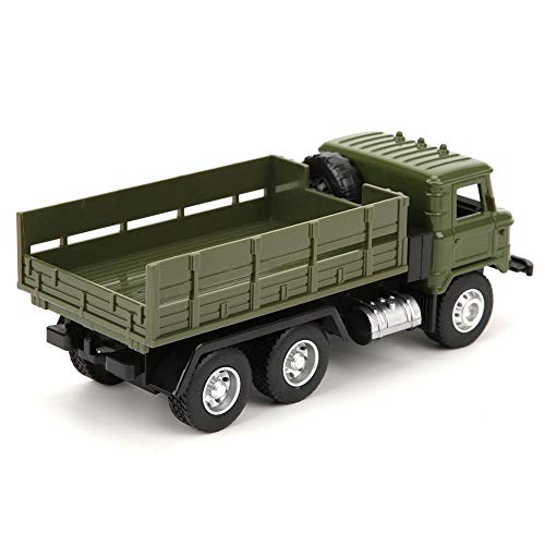 1:43 Escala Modelo de vehículo de transporte militar Aleación Coche Figura de acción Camión militar Tire hacia atrás Modelo de coche Juguete Simulación Manualidades Miniatura Decoración (camión)