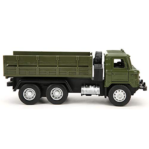 1:43 Escala Modelo de vehículo de transporte militar Aleación Coche Figura de acción Camión militar Tire hacia atrás Modelo de coche Juguete Simulación Manualidades Miniatura Decoración (camión)