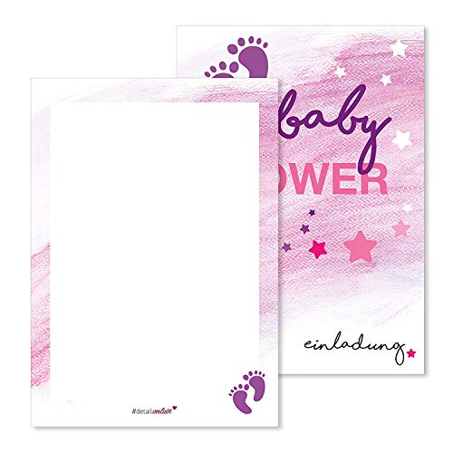 15 Invitations Baby Shower | DV _ 147 – DIN A6 – Fille Rose Baby Shower Carte Carte d'Invitation Fêtes beisammensein Enfant Girl Rose étoiles empreinte