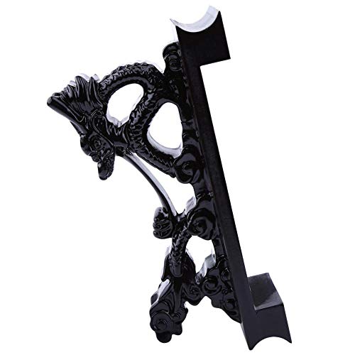 1pc Sword Holder, Chinese Dragon Shaped Small Size Samurai Sword Katana Wakizashi Holder Black Solid Wood Katana Display Stand Original Resin Crafts Home Ornament Supplies