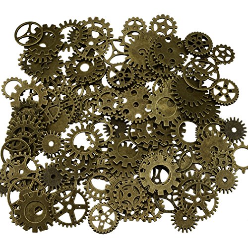 200 gramos surtidos de metal de bronce steampunk fabricación de joyas encantos Cog reloj rueda (200Gram, Bronce)