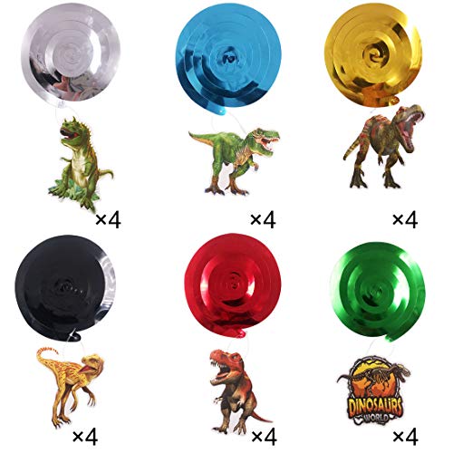 24Piezas Dinosaurios Cumpleaños Colgar Decoraciones ZSWQ-Kit de decoración de tema de dinosaurio, suministros de remolino colgantes para fiesta de cumpleaños