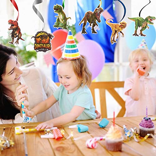 24Piezas Dinosaurios Cumpleaños Colgar Decoraciones ZSWQ-Kit de decoración de tema de dinosaurio, suministros de remolino colgantes para fiesta de cumpleaños