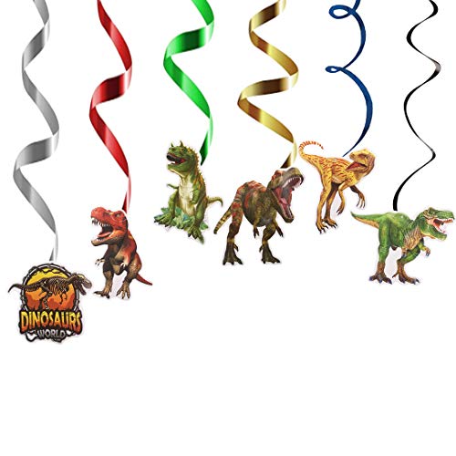 24Piezas Dinosaurios Cumpleaños Colgar Decoraciones ZSWQ-Kit de decoración de tema de dinosaurio, suministros de remolino colgantes para fiesta de cumpleaños