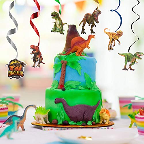 24Piezas Dinosaurios Cumpleaños Colgar Decoraciones ZSWQ-Kit de decoración de tema de dinosaurio, suministros de remolino colgantes para fiesta de cumpleaños