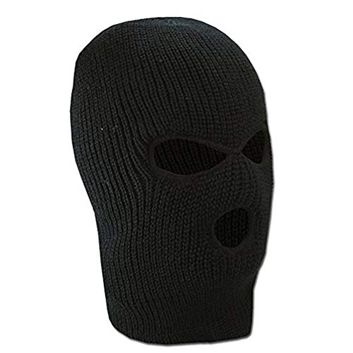 3 Hole Knit Mask Knit Caps al aire libre cubierta de la cara completa Warm Ski Head Hood sombrero cara Shield Beanie pasamontañas para hombres mujeres (negro)