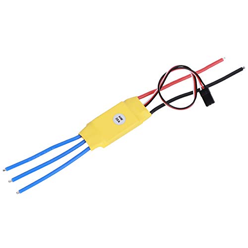 30A ESC sin Escobillas, 2A BEC 30A Corriente Constante (máx. 40A Menos Hhan 10 Segundos) 5.6V-16.8V 2~3S Entrada de Energía Lipo RC ESC Adecuado para Drone Quadcopter(Amarillo)