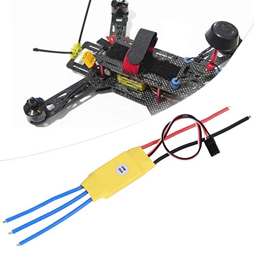 30A ESC sin Escobillas, 2A BEC 30A Corriente Constante (máx. 40A Menos Hhan 10 Segundos) 5.6V-16.8V 2~3S Entrada de Energía Lipo RC ESC Adecuado para Drone Quadcopter(Amarillo)