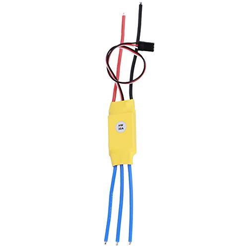 30A ESC sin Escobillas, 2A BEC 30A Corriente Constante (máx. 40A Menos Hhan 10 Segundos) 5.6V-16.8V 2~3S Entrada de Energía Lipo RC ESC Adecuado para Drone Quadcopter(Amarillo)