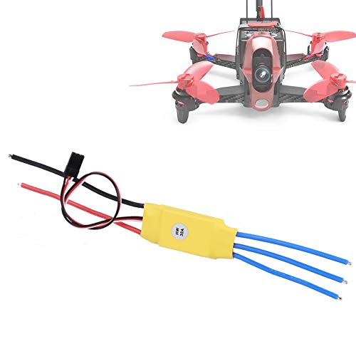 30A ESC sin Escobillas, 2A BEC 30A Corriente Constante (máx. 40A Menos Hhan 10 Segundos) 5.6V-16.8V 2~3S Entrada de Energía Lipo RC ESC Adecuado para Drone Quadcopter(Amarillo)