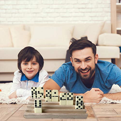 4PCS Bandejas de dominó Racks de dominó de madera Soportes de dominó para fichas de dominó Estante de juegos para niños Mayores Adultos Jugadores profesionales Bandejas de dominó [ NO INCLUYE dominó]