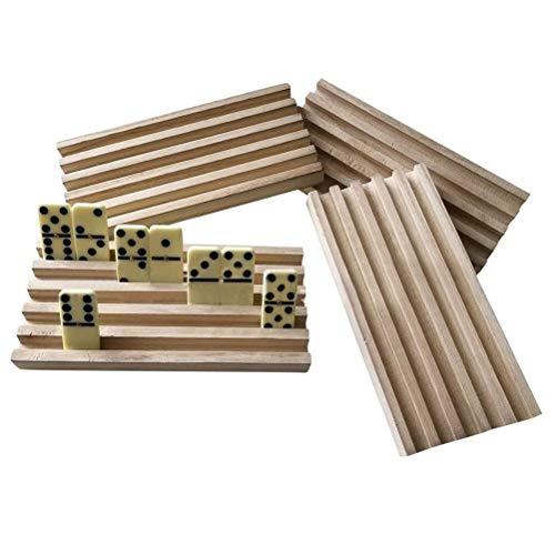 4PCS Bandejas de dominó Racks de dominó de madera Soportes de dominó para fichas de dominó Estante de juegos para niños Mayores Adultos Jugadores profesionales Bandejas de dominó [ NO INCLUYE dominó]