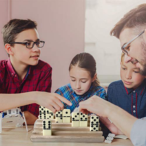 4PCS Bandejas de dominó Racks de dominó de madera Soportes de dominó para fichas de dominó Estante de juegos para niños Mayores Adultos Jugadores profesionales Bandejas de dominó [ NO INCLUYE dominó]