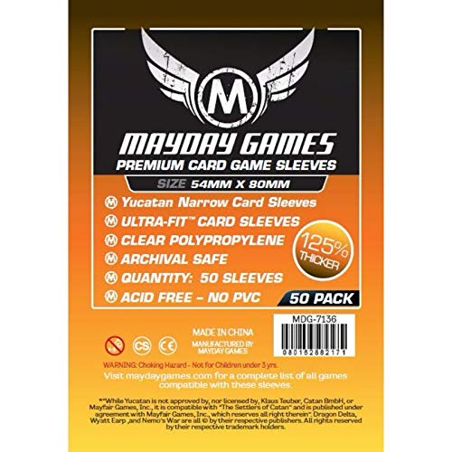 50 Mayday 54 x 80 Yucatan Narrow Premium Card Sleeves Board Game