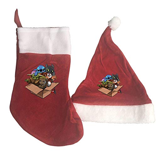 AAAshorts Baby Yo-Da GRO-ot Dragon - Juego de calcetines de Navidad y gorro de Papá Noel para celebraciones, fiestas, decoración del hogar