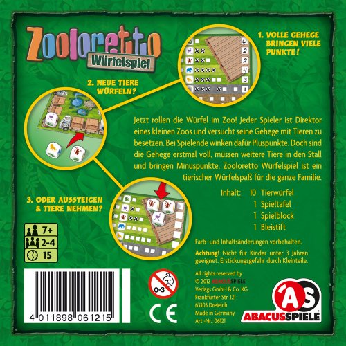 ABACUSSPIELE ABA06121 - Juego de Tablero (Juego de Azar, Niños y Adultos, 15 min, 7 año(s), Alemán, Multicolor)