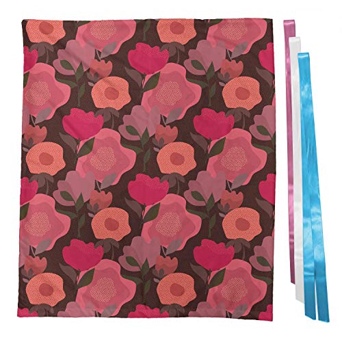 ABAKUHAUS Flor Bolsa de Regalo para Baby Shower, Resumen Prado salvaje flora, Tela Estampada con 3 Moños Reutilizable, 70 cm x 80 cm, Multicolor