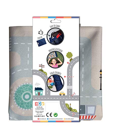 Achoka Travel & Play – Alfombra de Juegos Plegable – Diseño de Carretera, bebés y niños – Niñas y niños – Poliéster – 67 x 47 cm – Juegos de Viaje, Juegos Divertidos – Coche