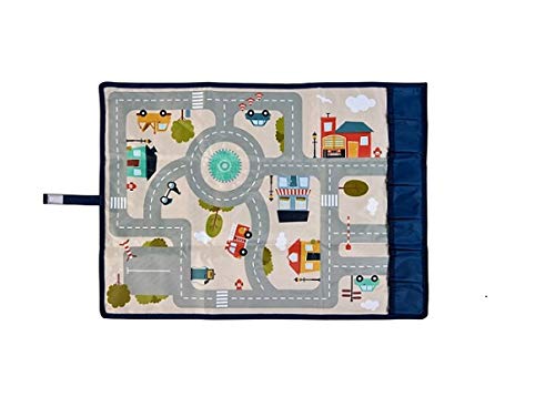 Achoka Travel & Play – Alfombra de Juegos Plegable – Diseño de Carretera, bebés y niños – Niñas y niños – Poliéster – 67 x 47 cm – Juegos de Viaje, Juegos Divertidos – Coche