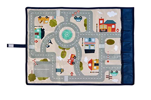 Achoka Travel & Play – Alfombra de Juegos Plegable – Diseño de Carretera, bebés y niños – Niñas y niños – Poliéster – 67 x 47 cm – Juegos de Viaje, Juegos Divertidos – Coche