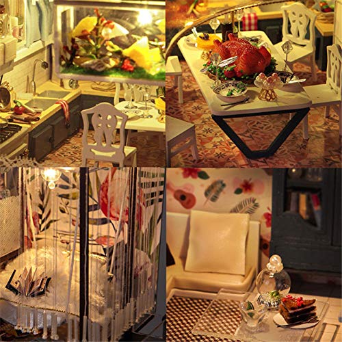 adfafw Casa de muñecas DIY Cottage Valencia Coast Villas con Movimiento Musical Dollhouse