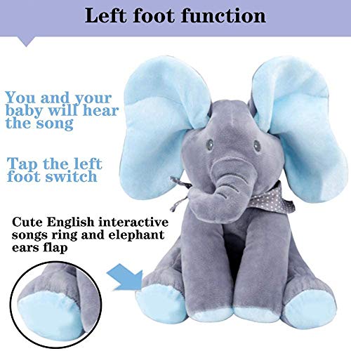 ADLOASHLOU Elefante Peluche de Juguete Música Elefante del Juguete de Felpa para Niño Jugar al Escondite Elefante Juguetes Gran Regalo Navidad para niños y Adultos Blue and Pink