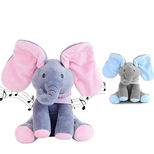 ADLOASHLOU Elefante Peluche de Juguete Música Elefante del Juguete de Felpa para Niño Jugar al Escondite Elefante Juguetes Gran Regalo Navidad para niños y Adultos Blue and Pink