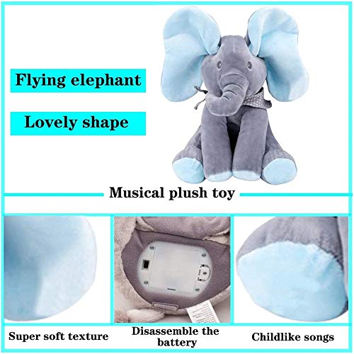 ADLOASHLOU Elefante Peluche de Juguete Música Elefante del Juguete de Felpa para Niño Jugar al Escondite Elefante Juguetes Gran Regalo Navidad para niños y Adultos Blue and Pink