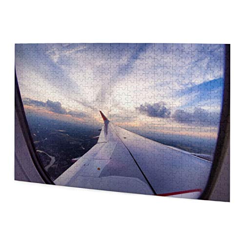 Adulto 500 Piezas Juego de Rompecabezas Avión Decoración, Avión El Tiempo de Viaje es Atardecer Negocio Lejano Tarde Flotador Vacaciones Horizonte Juguetes Educativos para Niños Decoración hogareña