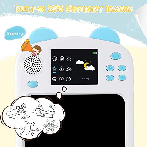 AGPTEK 8.5 Pulgadas Tableta de Escritura LCD con Pantalla Electrónica, Portátil Tableta de Dibujo con Imágenes Incorporadas, Admite Lectura de Voz, Apreder a Leer para Niños, Bebe, Azul