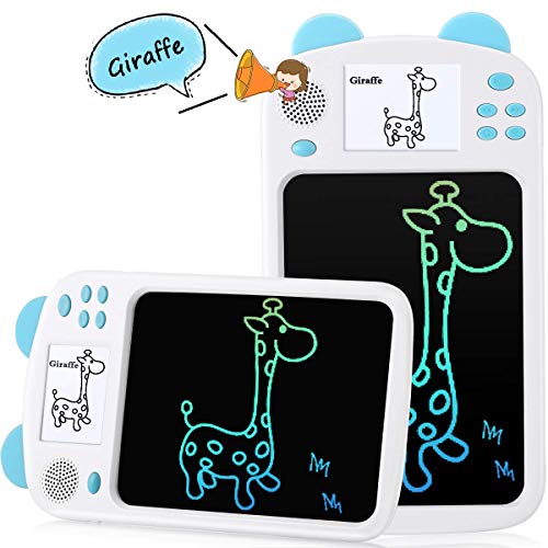 AGPTEK 8.5 Pulgadas Tableta de Escritura LCD con Pantalla Electrónica, Portátil Tableta de Dibujo con Imágenes Incorporadas, Admite Lectura de Voz, Apreder a Leer para Niños, Bebe, Azul