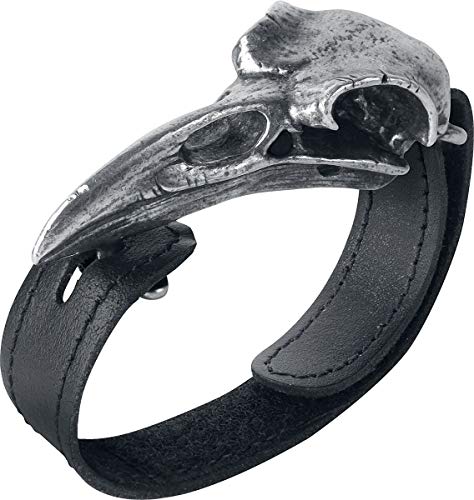 Alchemy Gothic Calavera de Cuervo Unisex Pulsera de Cuero Standard, Piel, [Effekte/Besonderheiten] +