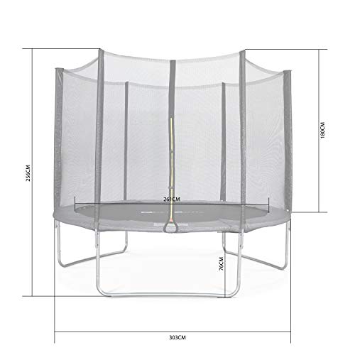 Alice's Garden Cama elástica, Trampolín de 305 cm, aguanta hasta 150 kg (Estructura Reforzada). Incluye: Escalera + Funda Protectora + Bolsillo para Zapatos + Kit de Anclaje - Mars XXL