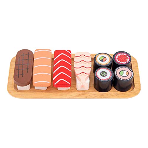 Amagogo Juego de Sushi de Madera Juego de Alimentos para niños Juego de Cocina Juguetes de Cocina Juego de rol de simulación Juego