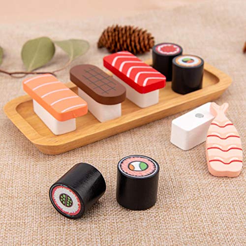 Amagogo Juego de Sushi de Madera Juego de Alimentos para niños Juego de Cocina Juguetes de Cocina Juego de rol de simulación Juego