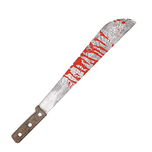 Amakando Terrorífico Cuchillo con Manchas de Sangre / 51,5cm / Sangriento Machete para Machete/Ideal para Halloween y Fiestas de Terror