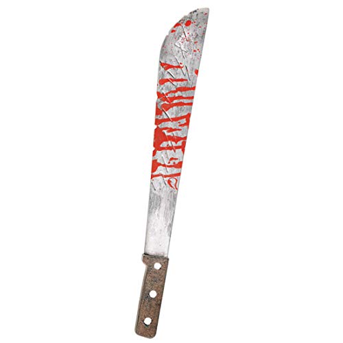 Amakando Terrorífico Cuchillo con Manchas de Sangre / 51,5cm / Sangriento Machete para Machete/Ideal para Halloween y Fiestas de Terror