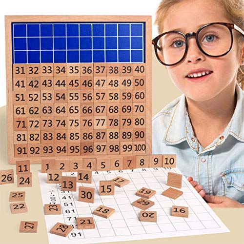 Amasawa Puzzle Tablero Digital,1-100 Tablero Continuo Digital,Math Puzzle Juguete de Madera para la Educación del Desarrollo de Habilidades Motoras Tempranas de su Hijo