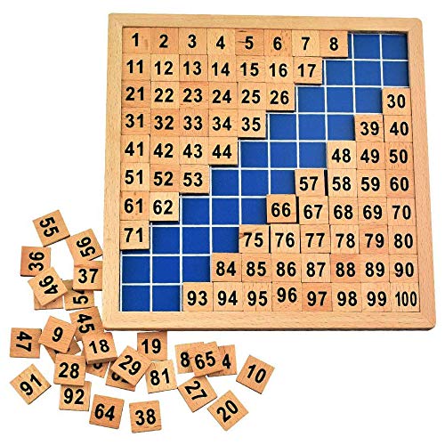 Amasawa Puzzle Tablero Digital,1-100 Tablero Continuo Digital,Math Puzzle Juguete de Madera para la Educación del Desarrollo de Habilidades Motoras Tempranas de su Hijo