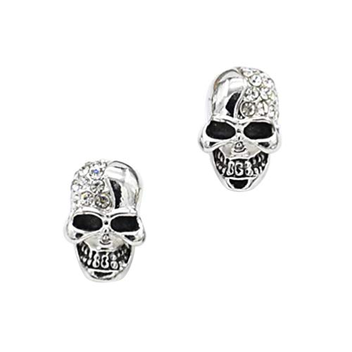 Amosfun 1 par de aretes de Calavera Pendientes de Horror de Halloween Accesorios de Vestuario decoración (Plata)