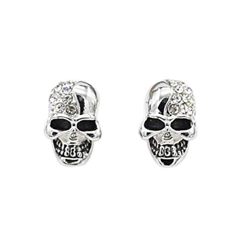 Amosfun 1 par de aretes de Calavera Pendientes de Horror de Halloween Accesorios de Vestuario decoración (Plata)