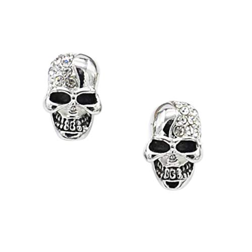 Amosfun 1 par de aretes de Calavera Pendientes de Horror de Halloween Accesorios de Vestuario decoración (Plata)