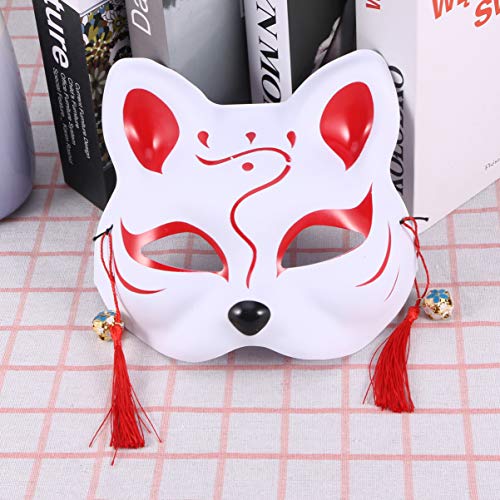 Amosfun 2 máscaras de Fox para adultos y niños, Kabuki Kitsune japoneses para cosplay para hombres y mujeres, disfraz de rendimiento