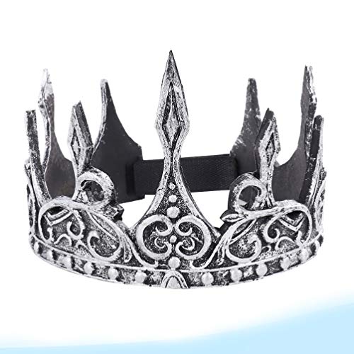 Amosfun - Tiara de plata retro con corona de rey medieval para fiesta