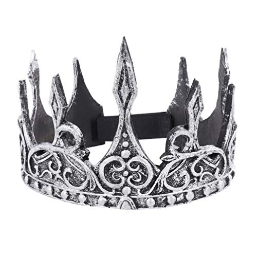 Amosfun - Tiara de plata retro con corona de rey medieval para fiesta