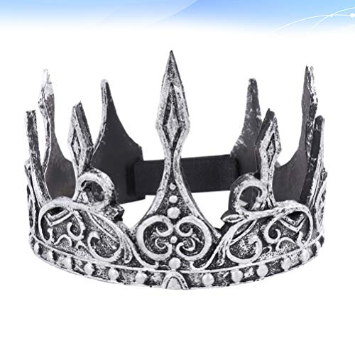 Amosfun - Tiara de plata retro con corona de rey medieval para fiesta